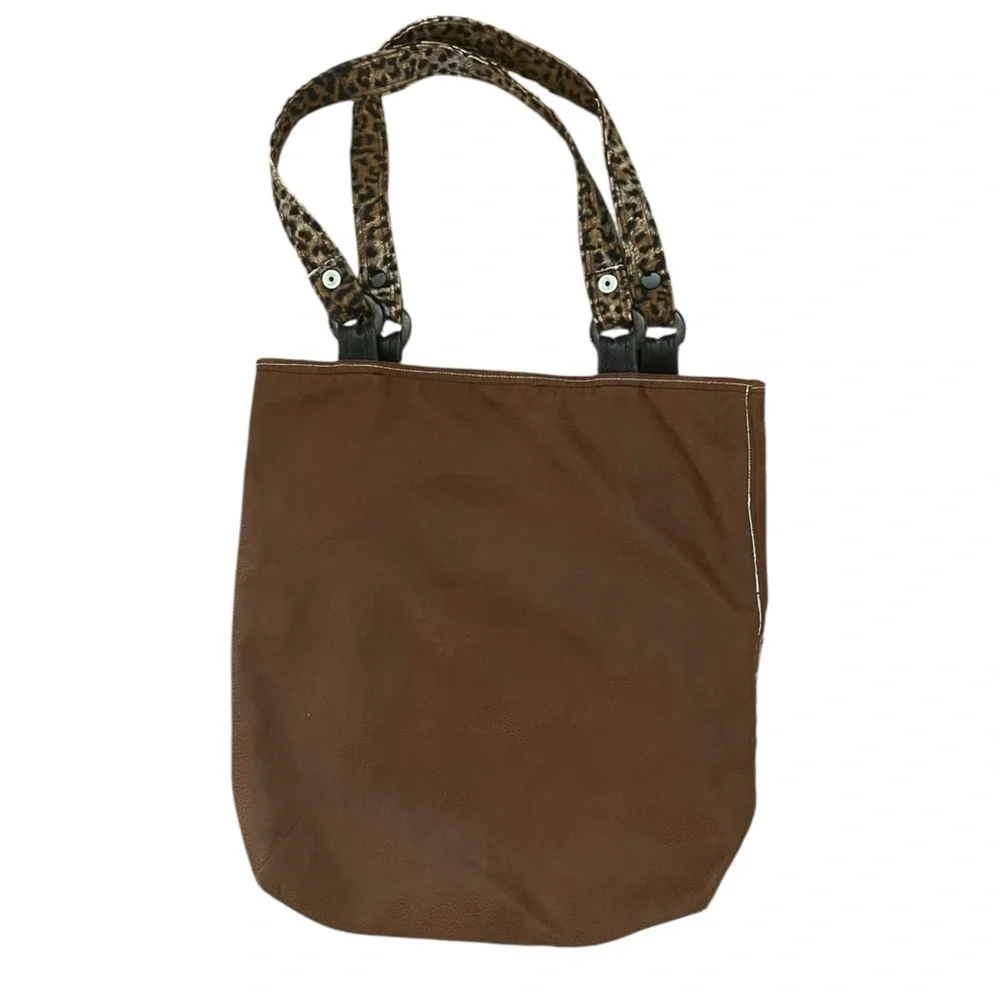 Trendy Reversible Leopard Print & Brown Statement Tote Bag